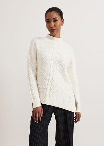 Phase Eight Casey Ivory Cable Knitwear White Australia | IH0139257